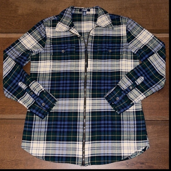 CHAPS Tartan 💯 Cotton Shacket Sz. MD - Picture 15 of 16